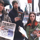 Global Socialist League members (L-R) Chad Saunders, Greg Thornberg
and Kate Barlow attempt to raise the political consciousness of passersby.